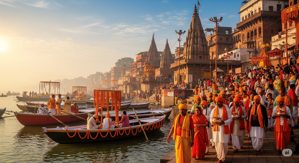 काशी विश्वनाथ मंदिर, वाराणसी गंगा घाट, भगवान शिव का ज्योतिर्लिंग भारत की टॉप 10 धार्मिक यात्रा