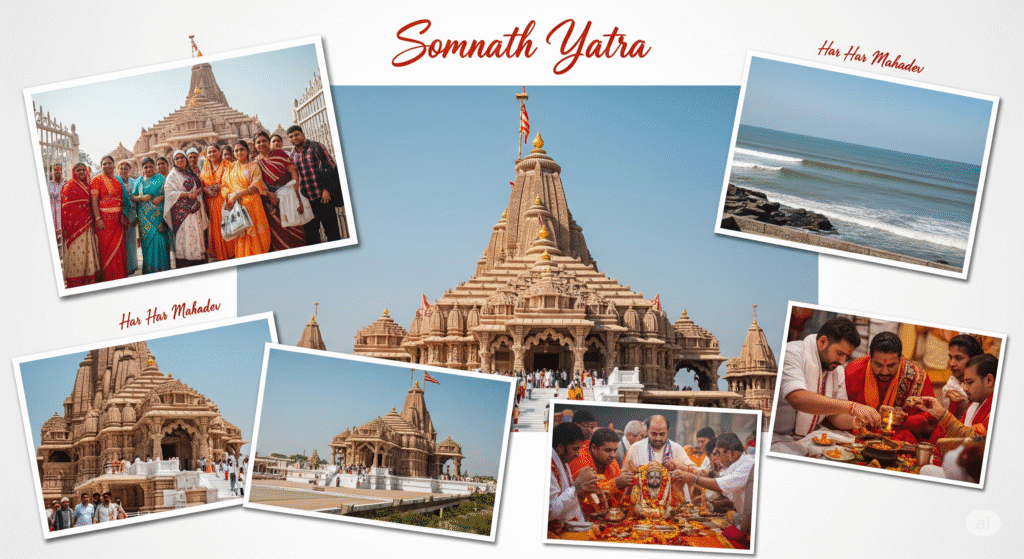 सोमनाथ मंदिर गुजरात, समुद्र किनारे ज्योतिर्लिंग, प्राचीन शिव मंदिर भारत की टॉप 10 धार्मिक यात्रा